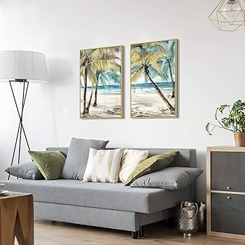 Amazon.com: Abstract Palm Tree Paintings Framed: Tropical